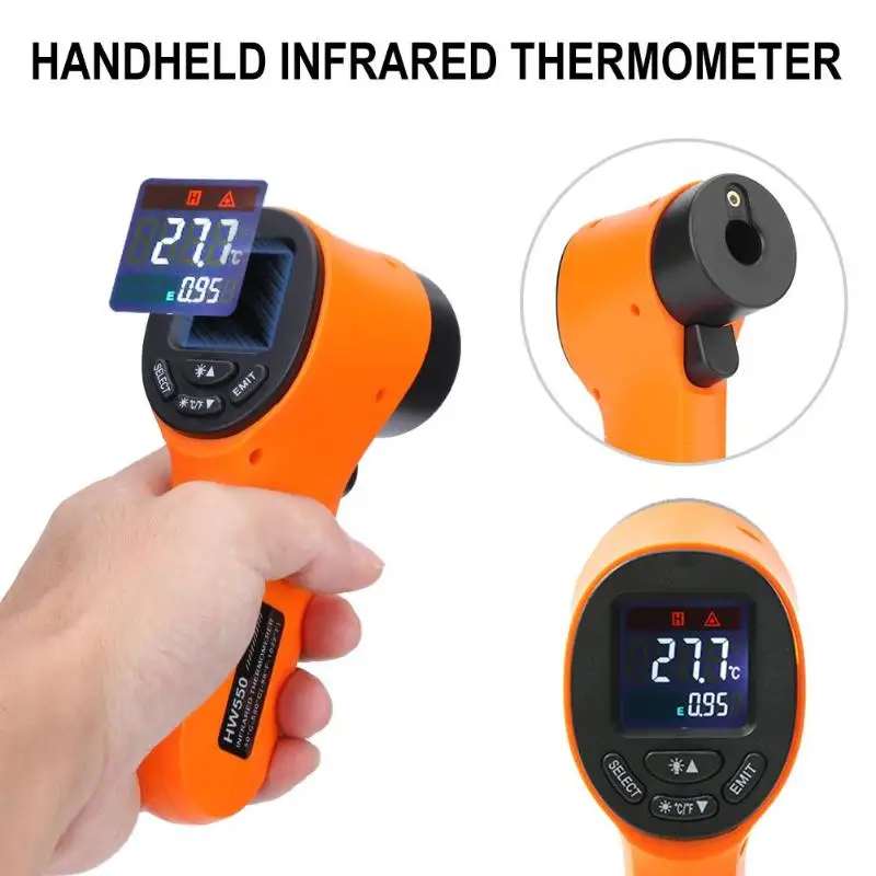 

Hand-held Non-contact Digital Infrared Thermometer Pyrometer Thermodetector IR Infrared Digital Temperature Instruments 50~550