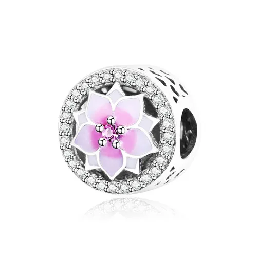 Springflowers-4 925 пробы серебряный красный и розовый элемент Любовь цветок круглый клубника гламурный бисером - Цвет: Springflowers-4