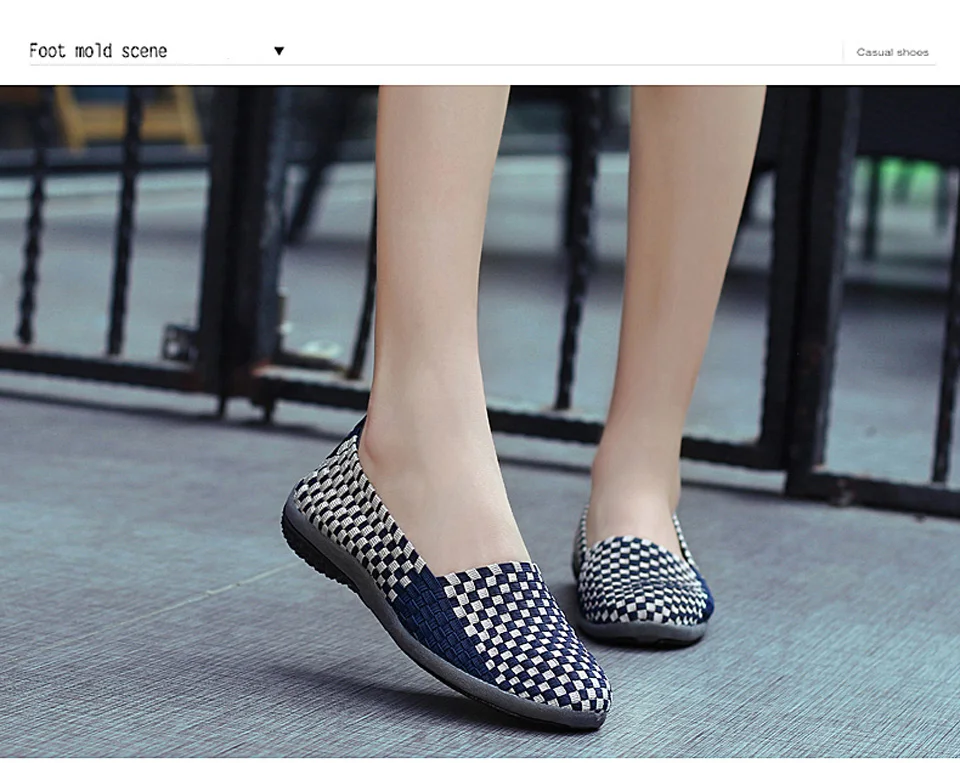Ngouxm/ г.; летние дышащие женские тканые туфли ручной работы; эластичные тканые туфли на плоской подошве без застежки; нейлоновая клетчатая женская обувь на плоской подошве