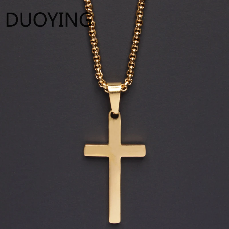 DuoYing 2019 Fashion New Stainless Steel Chain Pendant Necklace For Men Classic Cross Gold &amp Silver Jewelry Gift | Украшения и