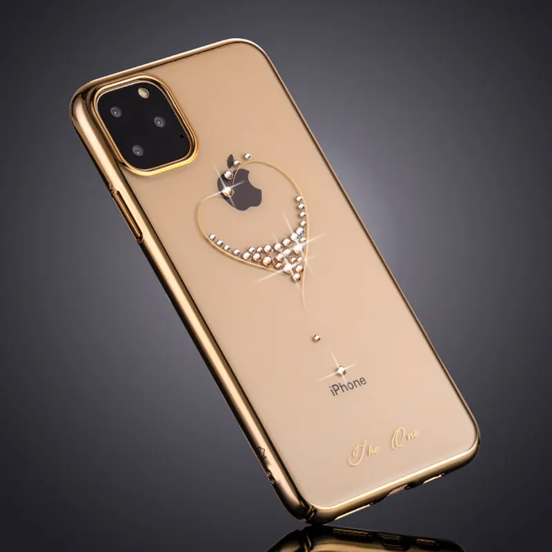 Bling Plating Slim Shockproof Case For iPhone 11/11 Pro/12 Pro Max Back Hard Cover Crystal Diamond Luxury Brand Clear Kingxbar