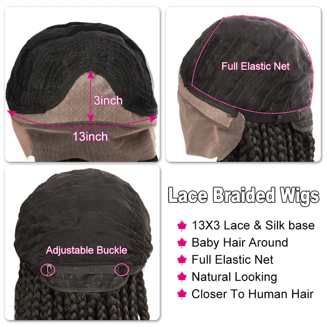 Lace Frontal Cornrow Wig Synthetic Wigs 13*1 Lace Front Braided Wigs Hand Braided Box Braid Lace Wigs With Baby Hair For Women 5
