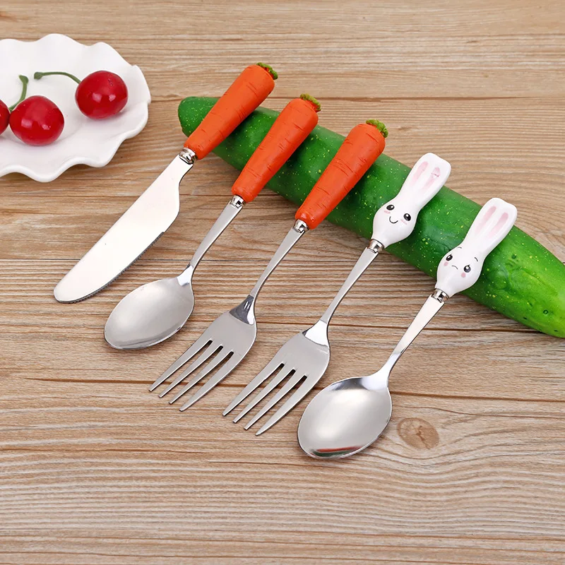 Baby Children Feeding Fork Stainless Steel Cartoon Knife lovely Western Cutlery Kitchen Food Tableware Tools Accessories | Дом и сад