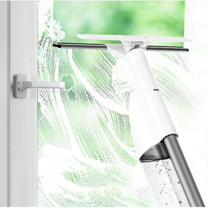 Window Cleaning Brush with Water Spray mop High building Window Wiper Scraper Long Handle Double Side Wipe Cleaning Brush Tool