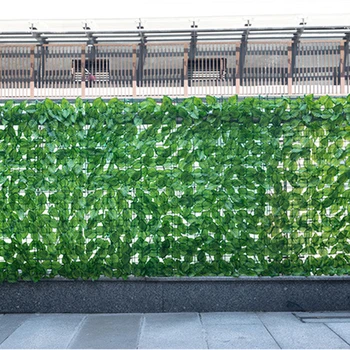 

4pcs Garden Screening Trellis Expanding Wooden Fence With Artificial Plant Leaves Balcony Backyard Decor