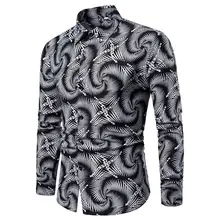 Chemisier à manches longues pour homme, vêtement à la mode, Slim Fit, décontracté, imprimé, hauts de vacances, à boutons, automne et hiver