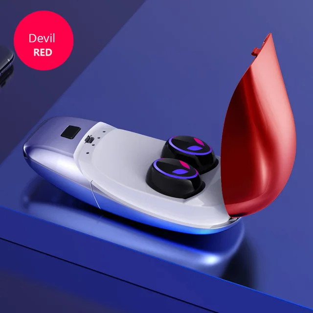 TWS Bluetooth 5.0 Headphone Wireless Earbuds HIFI 6D Stereo Handsfree Control Noise Cancelling Devil face pattern Earphone