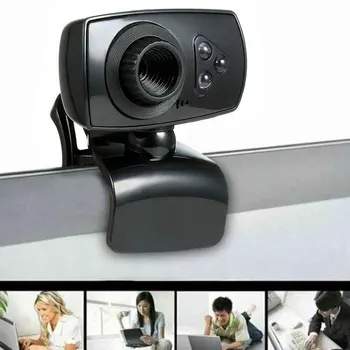 

HD Webcam Conferencing 3 LED Light 480P 30fps Video Calling USB Online Work Teaching Clip On With Microphone For PC Laptop