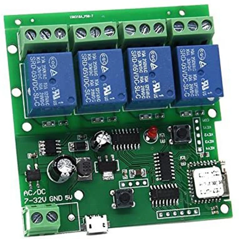 Smart Remote Control 4 Channel WiFi Momentary Inching Relay Self-Lock Switch Module DIY Garage Door Controller | Электроника