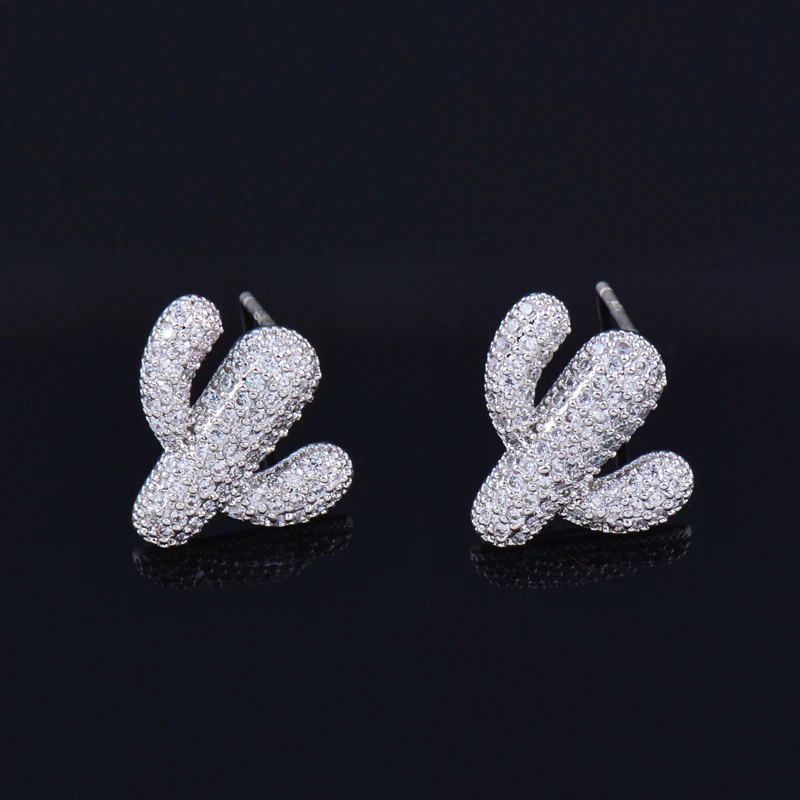 SINLEERY 2021 New Fashion Black White Crystal Cactus Plant Stud Earrings For Women Party Sexy Accessories ES344 SSP | Украшения и