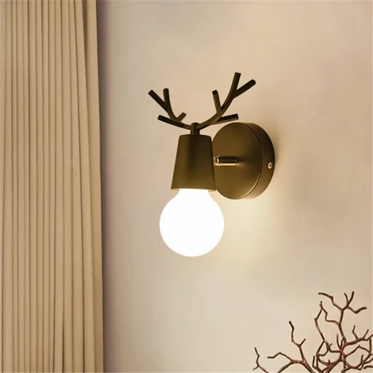 Креативный персональный настенный светильник в виде рога макарон, скандинавский минималистичный светильник для гостиной, спальни, прикроватный светодиодный настенный светильник в помещении - Цвет абажура: Black