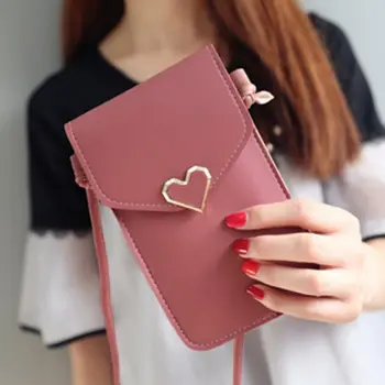 

Women's Touch Screen Cell Phone Purse Transparent Simple Bag New Hasp Cross Wallets Smartphone Leather Shoulder Light Handbags