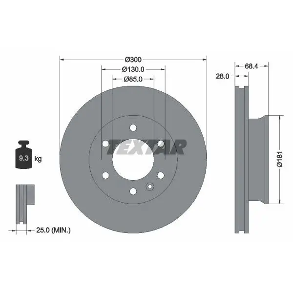 Диск торм. пер. MB Sprinter, VW Crafter 06 TEXTAR 93143203