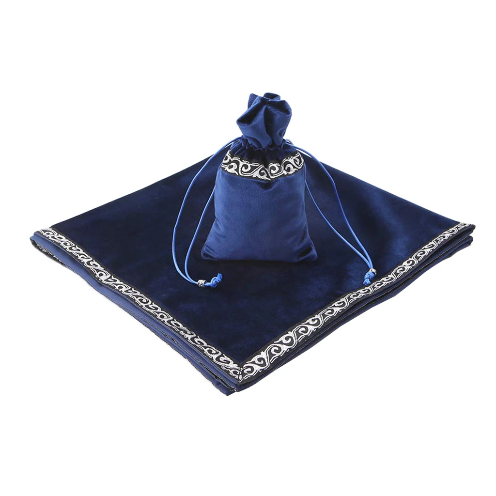Altar Tarot Table Cloth, 26 x 26 inches Divination Wicca Velvet Cloth with Tarot Pouch