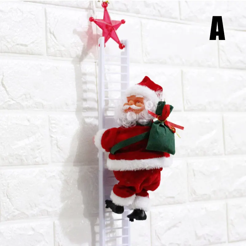 

Hot Santa Claus Ornament Singing Electric Stair Climbing Santa Claus Toy for Christmas Decoration D6
