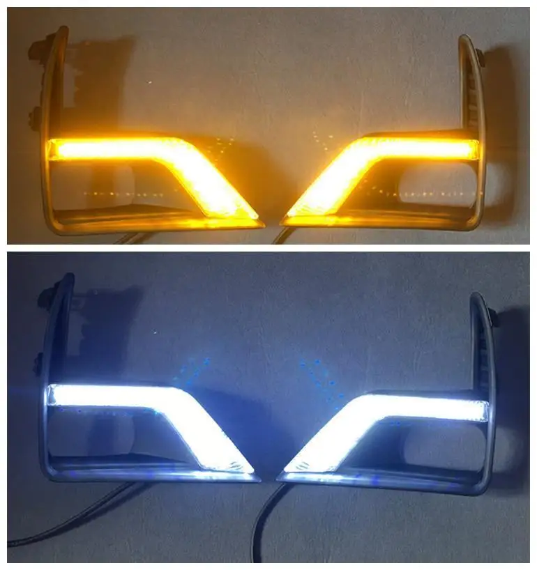 Сигнал поворота автомобиля Drl Automovil бег Luces Para Авто Светодиодные Автомобильные фары передние противотуманные фары 18 для Toyota Prado