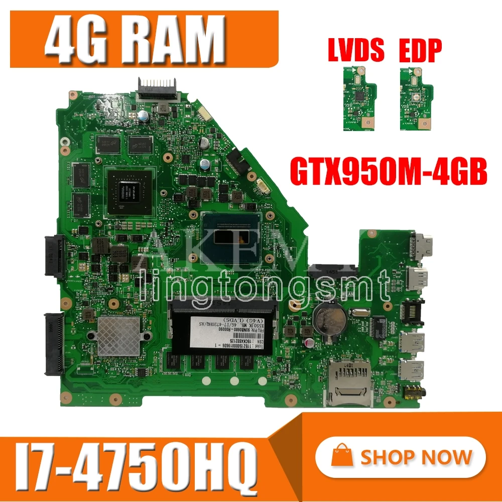X550JX MB._4G/I7 4750HQ/AS (GTX950M 4GB) Motherboard For Asus X550JK ...