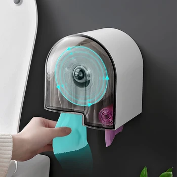 

Baffect Bathroom Tissue Box Plastic Roll Paper Holder Transparent Toilet Dispenser Rack with Garbage Storage Toilet Paper Holder