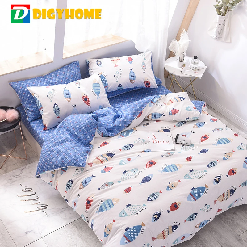 

100% Cotton Bed Linen Set Simple and Fresh Style 40S 133*72 High Density Bed Sheet Quilt Cover Pillowcase 3-4pcs Bedding Set