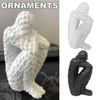 

Newly Mosaic Human Shaped Sculpture Black White Sculpture Resin Sculpture Ornaments for Home Living Room Decoration