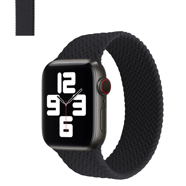 Solo Loop for Apple Watch Strap 44mm 40mm 45mm 41mm 38mm 42mm Elastic Silicone Watchband Bracelet iWatch Serie 7 654321 SE Band Black