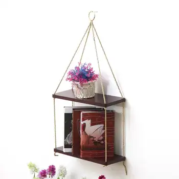 

Hot 2 Tiers Wall Shelf Hanging Flowers Pots Stand Holder Wall Partition Ornament Storage Rack Organizer Home Office Decoration