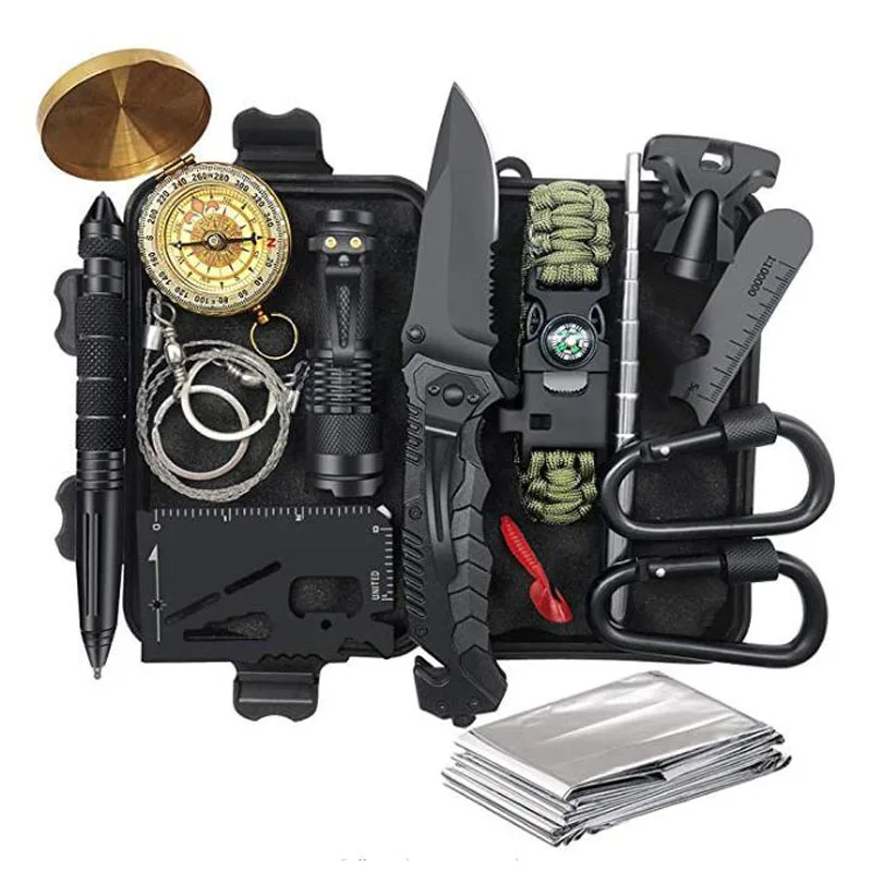 Günstige Überleben Kit 14 in 1 Angeln Jagd Geschenke für Ihn Kühlen Gadget Weihnachten Stocking Stuffer Überleben Getriebe Notfall Camping Wandern