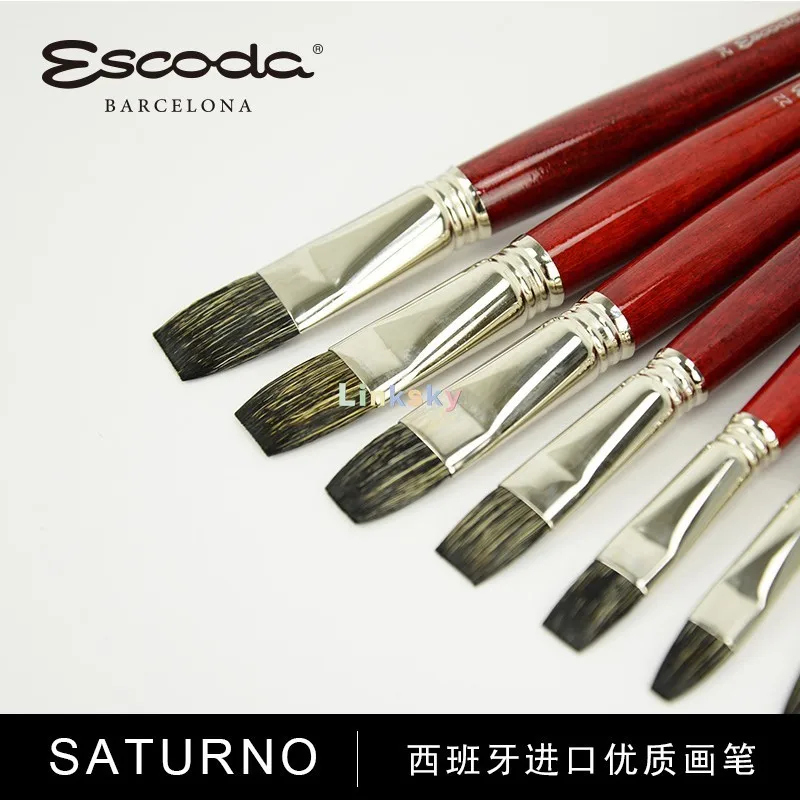 Escoda Saturno Series 3622 Oil Painting Acrylic Watercolor Brush,polecat  (black Sable), Bright, Red