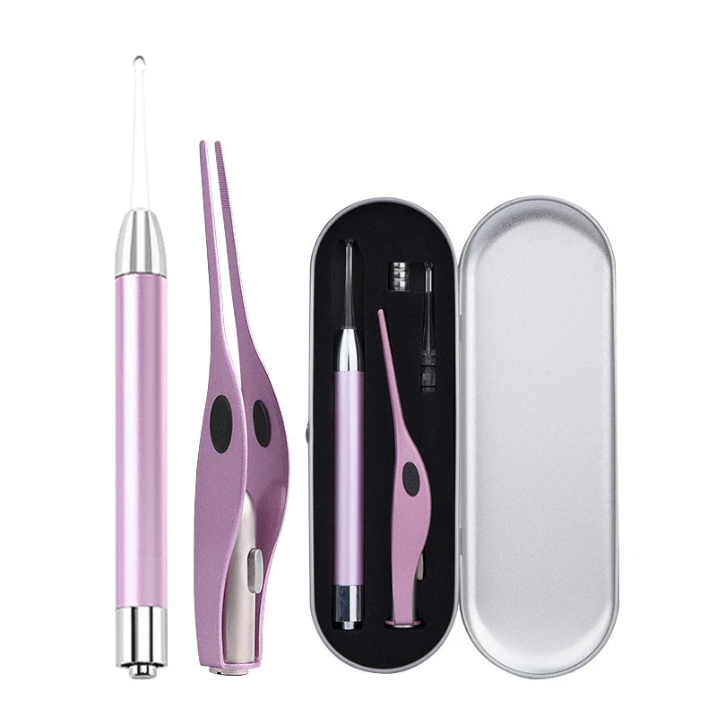 

Pro Ear Wax Removers Tools Set Earwax Tweezers Ear Spoon With Led Lights Ear Cleansing Tools Toiletry Kits