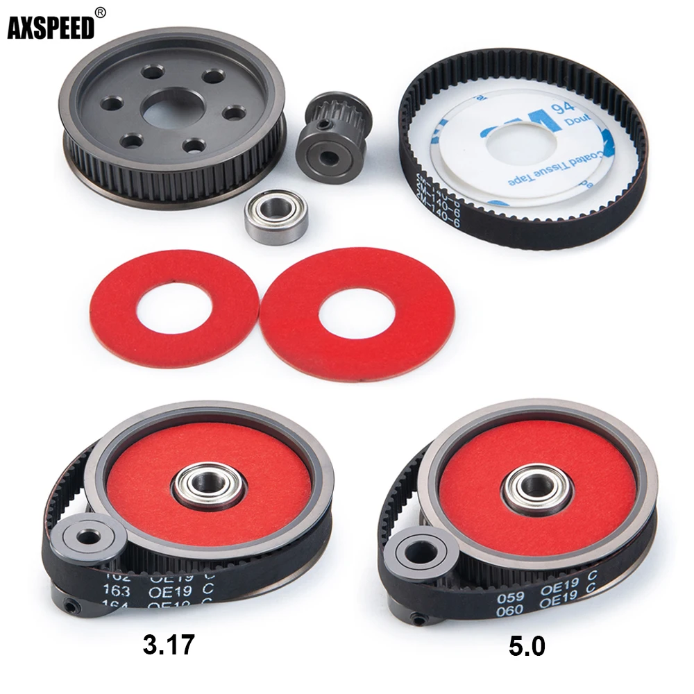 AXSPEED 3.17/5.0 Belt Drive Transmission Gears System for 1/10 Axial SCX10 SCX10II 90046 RC Crawler Car Upgrade DIY Parts