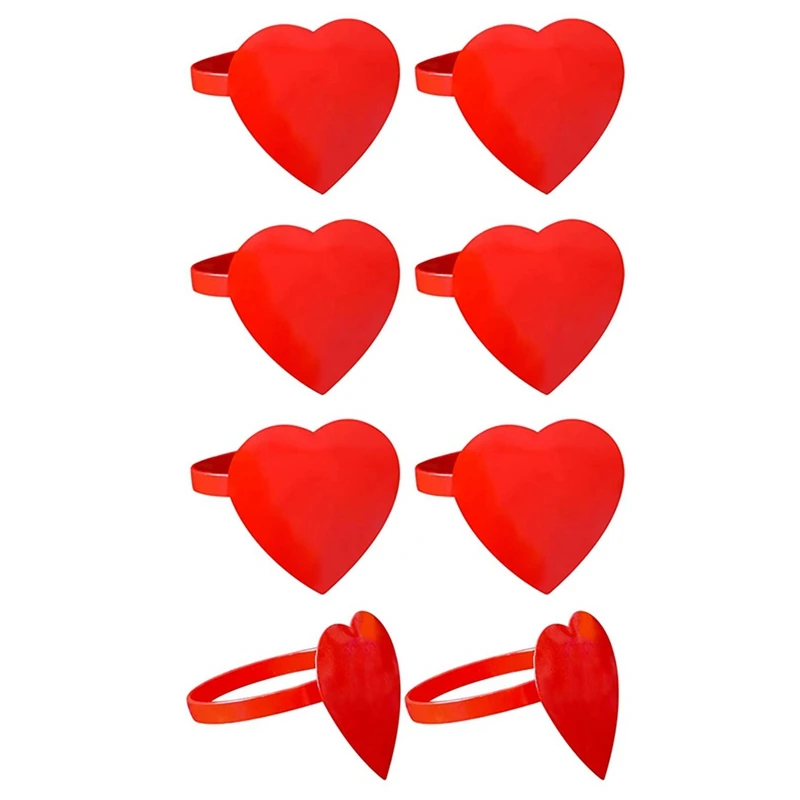 8 Pieces Napkin Rings Heart Napkin Rings Red Shaped Napkin Ring Holders Metal... 