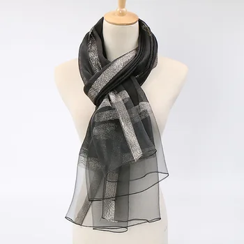 

Spring Autumn Women Silk Scarf Shiny Light Silk Scarves Wraps Neckerchief Muffler Fashion Summer Accessories