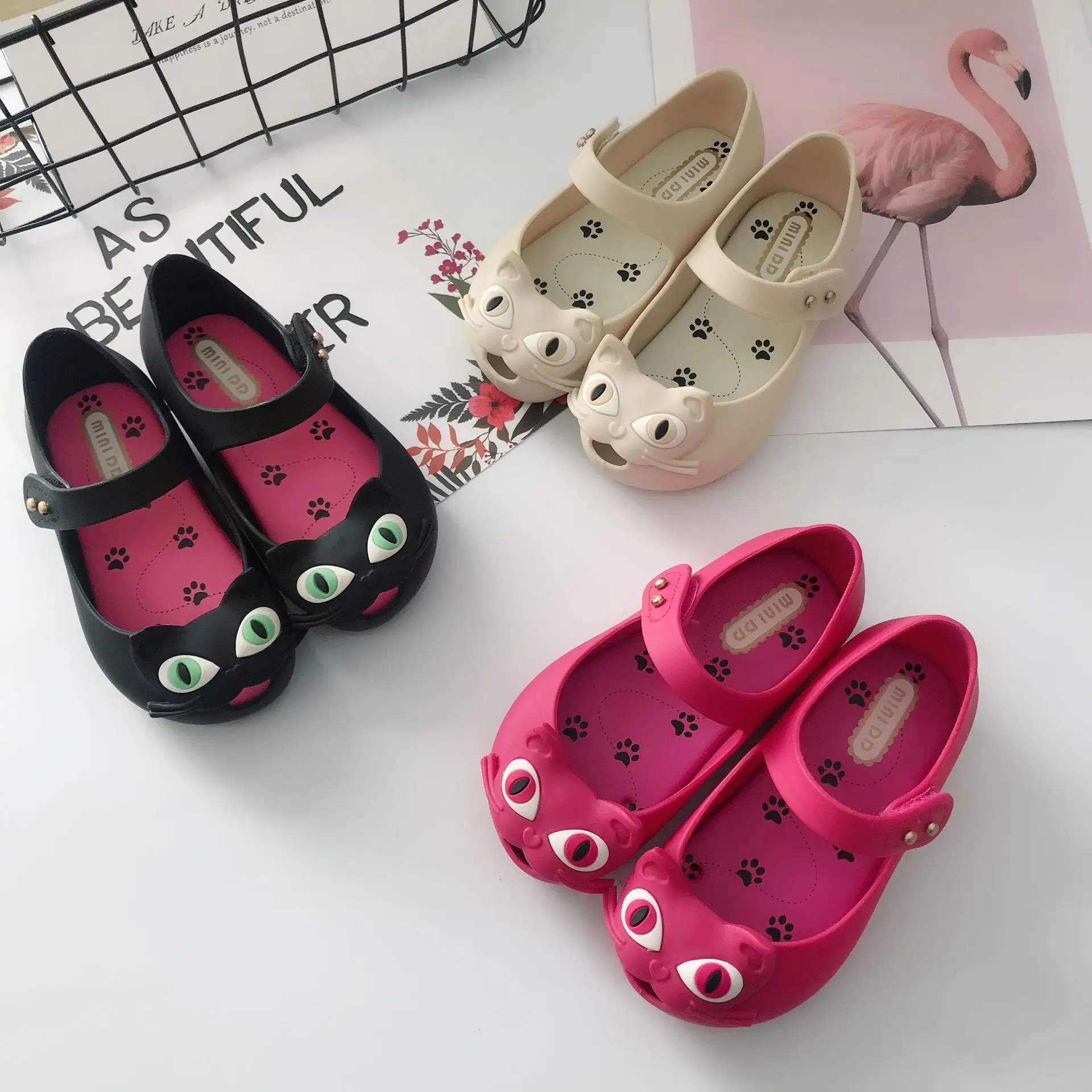 New Girls Princess Shoes For Children Kids Cat Jelly Shoes Toddler Mini Dd Cute Cat Flat Sandalias Sandali Comodi Dd004