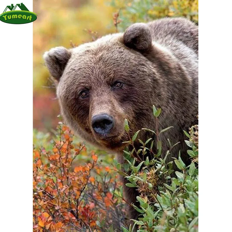 YUMEART Алмазная вышивка ручной работы Bear 5D алмазная живопись по номерам коричневый
