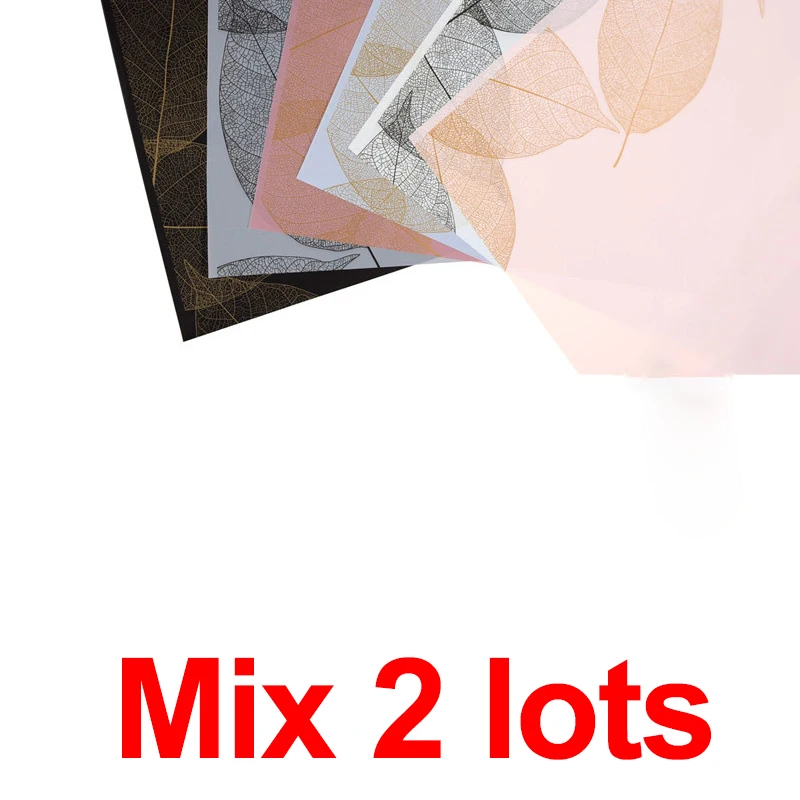 Mix 2lots 20 шт лист вены цветок оберточная бумага водонепроницаемый Novartis песок бумага букет оберточная бумага подарок Магазин упаковочные материалы - Color: Mix 2lots