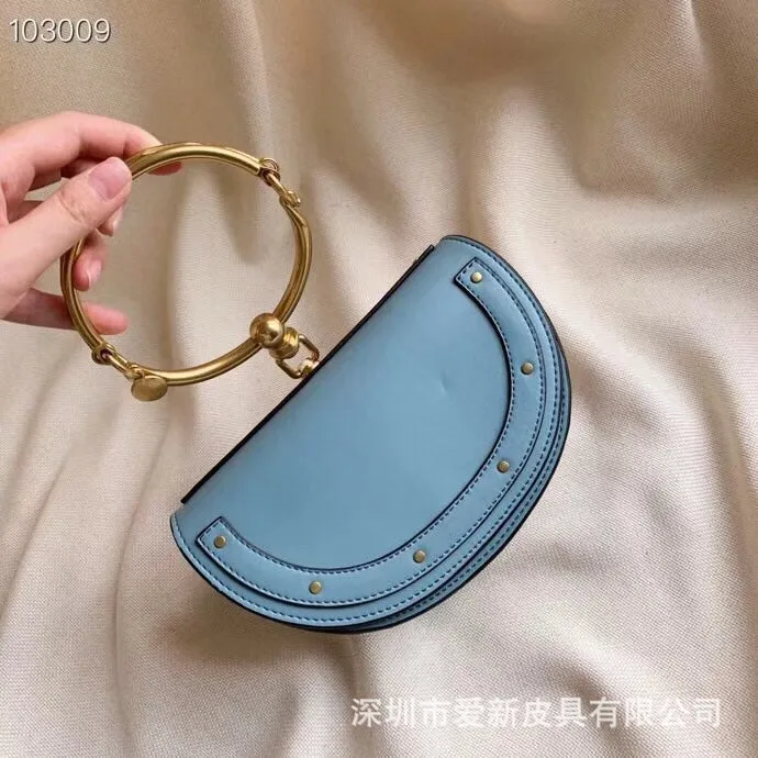 

2019 Fashion Half Moon Shoulder Bags Luxury Handbags Women Bags Designer Brand Crossbody Bags Genuine Leather Purse Ring Bags