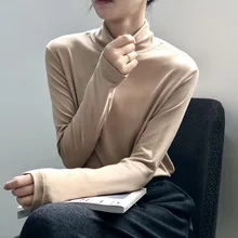 Shuanghai high collar string shirt female 2021 autumn and winter new Korean version of the slim thin section long sleeve