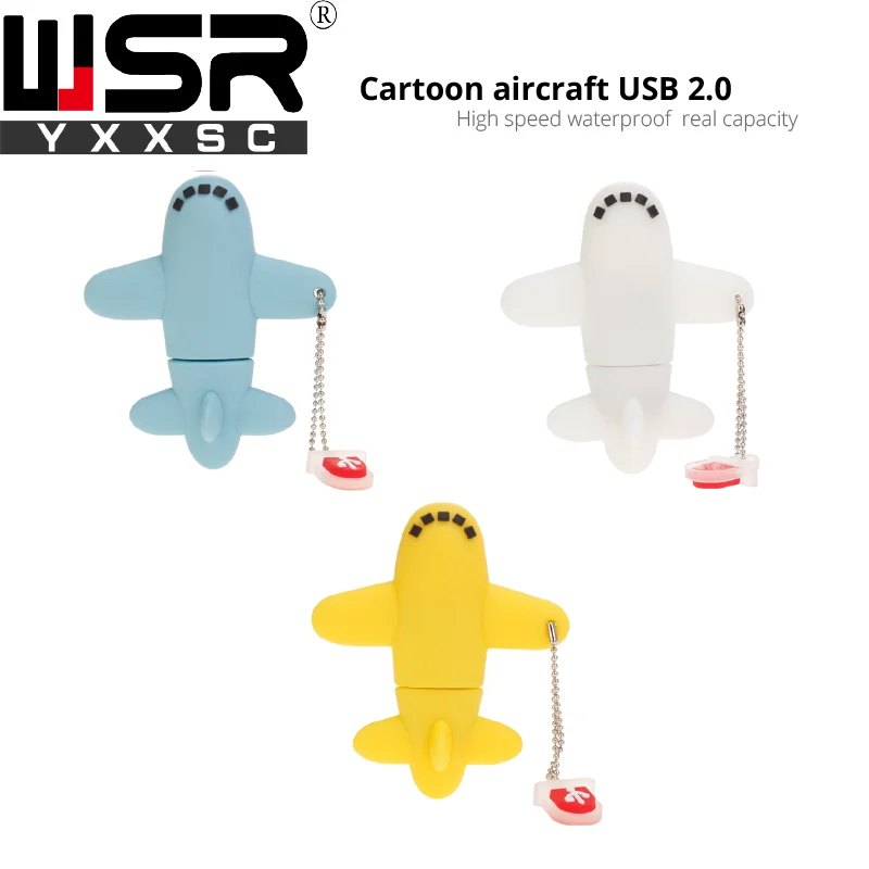 Cute cartoon airplane usb2 0 pen drive 32gb 64gb high speed 16gb usb memory stick 128gb 1