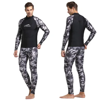 

Men's Basic Skins UPF 50+ Long Sleeve Rash Guard Shirt Leggings Rashguard Swimwear Swimsuit UV Dive Skin Swim Camo Print
