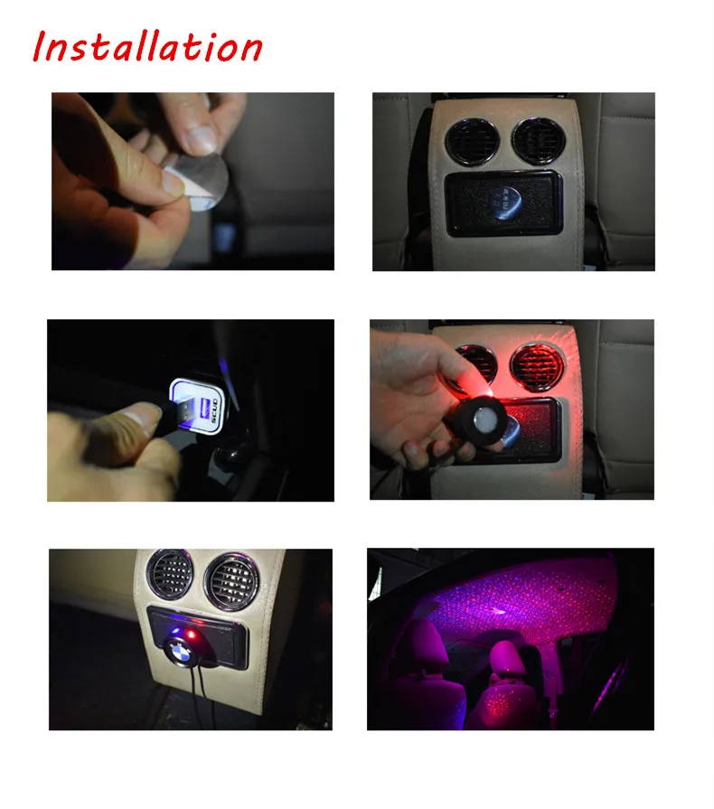1 комплект украшение автомобиля свет USB светодиодный Звездный DJ лазерный проектор rgb интерьер дистанционное управление для автомобиля в духе автостайлинга