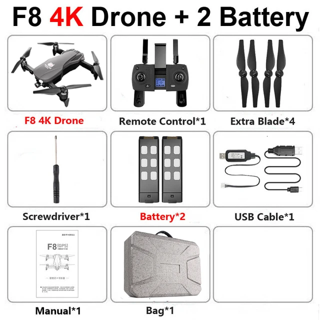 F8 RC Quadcopter Professional Drone 4K GPS HD Camera 5G WIFI FPV Brushless Motor Helicopter Self-Stabilizing Gimbal Follow ME - Цвет: 4K 2B Bag