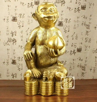 

505+++++A large copper ornaments crafts Zodiac monkey lucky mascot feng shui ornaments Home Furnishing brass monkey gifts