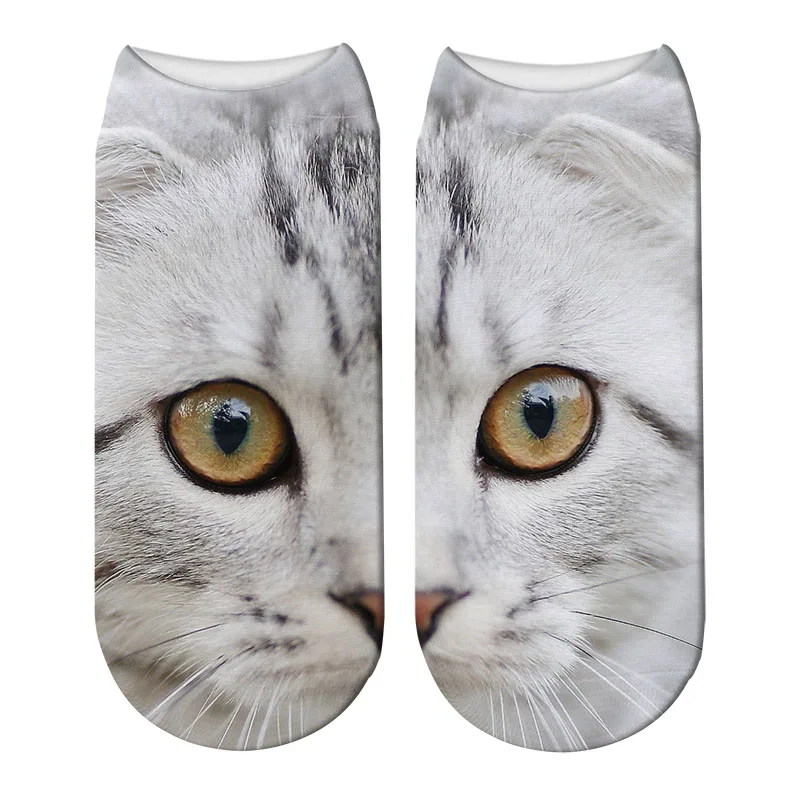 Новые женские носки с 3D принтом хлопковые носки милые носки с животными носки хараюку с кошачьим лицом смешной носок с низкой лодыжкой X-ZWS40 - Цвет: Style14