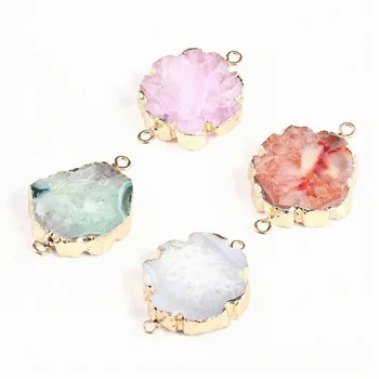 

Natural Stone Agates Pendant for Jewelry Making Supplies Double Hole Connector Charm Beads Pendant for DIY Jewelry Size 25x40mm