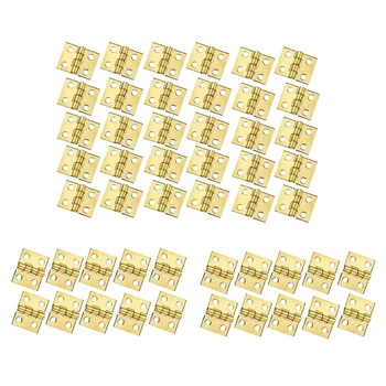 

100 PCS Mini Brass Hinges Hardware 180 Degree Rotation for Dollhouse Miniature Furniture Cabinet Closet(DIY)