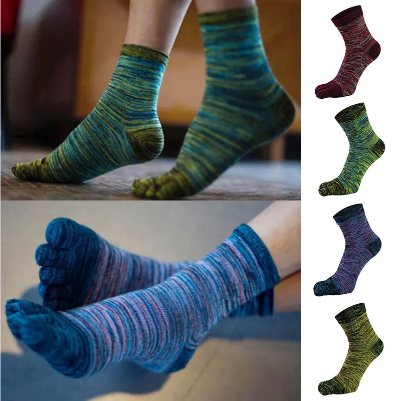 Осень-зима, забавные носки с пятью пальцами, креативные толстые хлопковые жаккардовые милые носки, корейские короткие Дышащие носки