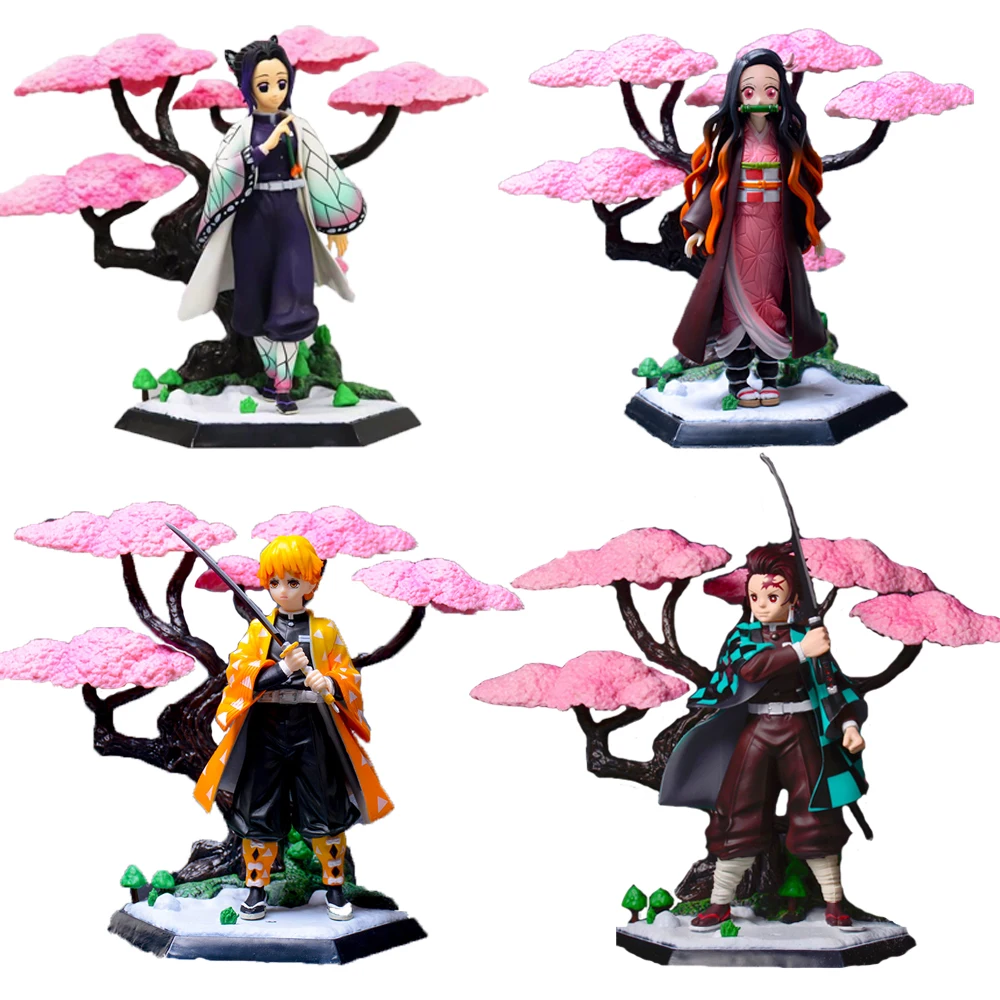 

4 Types Demon Slayer Kimetsu No Yaiba Figure Tanjirou Kamado PVC Action Figure Nezuko Model Kids Birthday Toy Gift