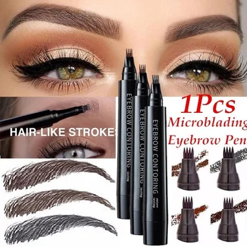 

4 Four Claw Fork Head Eyebrow Pencil Eyebrow Pencil Fine Sketch Liquid 3D Microblading Eyebrow Tattoo Pen Waterproof And Sweat