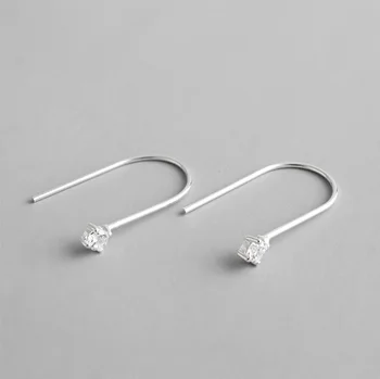 

100% Real 925 Sterling Silver Single CZ Dangle Earrings Dainty Jewelry for Women Girls