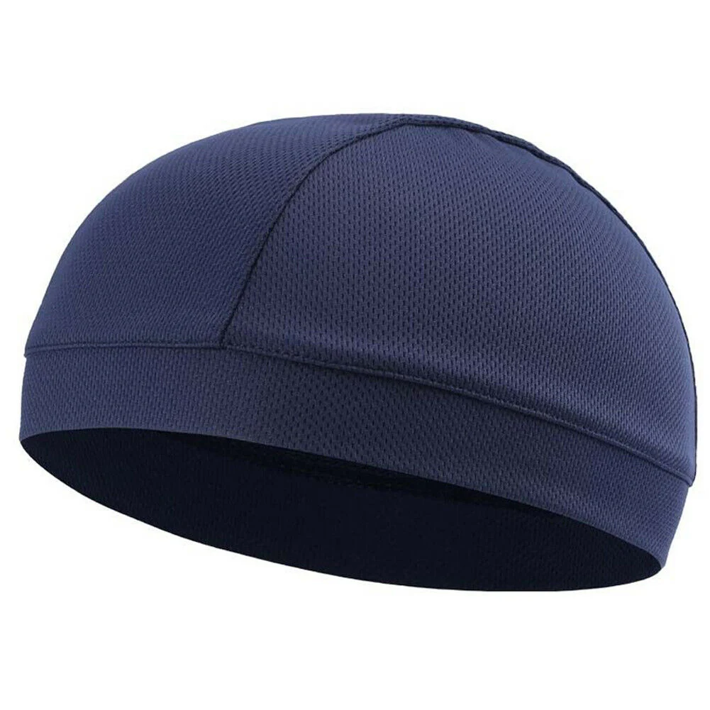 Dark Blue Newly Fashion Men Comfortable Breathable Cap Quick Dry Hats Beanie Dome Elastic Caps Solid Color Moisture Wicking Hat Male - Цвет: Dark Blue